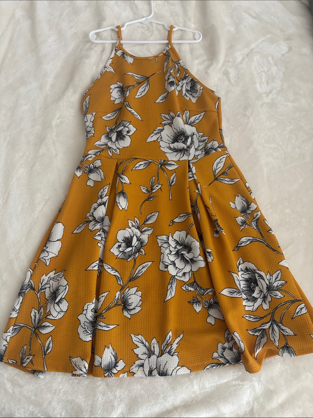 Soprano Mustard Floral Halter Mini Dress
